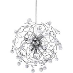 INTERIORS by Premier Crystal and Chrome Pendant Ceiling Light - Silver