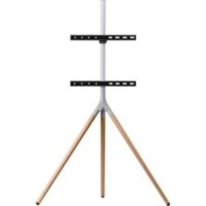 One For All WM 7472 Tripod 873 mm TV Stand with Bracket - Oak & Silver Grey