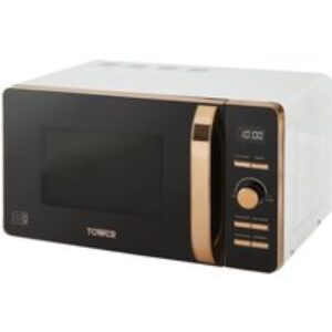 TOWER T24021W Solo Microwave - White & Rose Gold