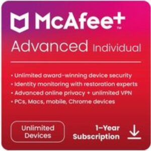 MCAFEE Plus Advanced Individual - 1 year for unlimited devices (download)