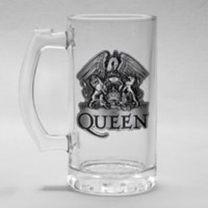 Queen Rock Band Metal Crested Logo Glass 500ml Tankard