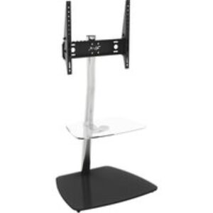 AVF Iseo FSL600ISBC Pedestal TV Stand with Bracket - Black Glass & Chrome