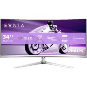 PHILIPS Evnia 34M2C8600 Quad HD 34" Curved OLED Gaming Monitor - Silver