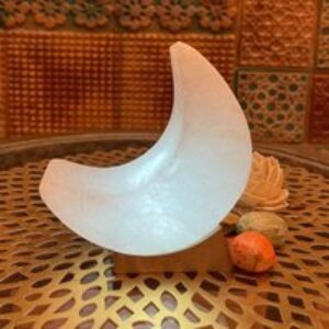 White Crescent Moon LED Salt Lamp