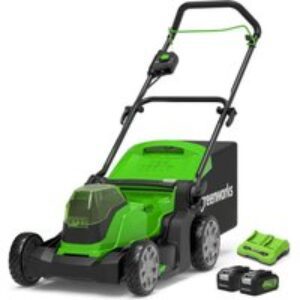 GREENWORKS GWG24X2LM41K4X Cordless Rotary Lawn Mower with 2 Batteries - Black & Green